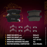 Metrix Premium Rear Semi-Metallic Disc Brake Pad Set 93500MS OEM fit spare parts